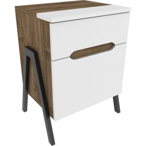 Neva sängbord - Valnöt/vit - Sängbord -Sovrumsmöbler - Sängbord