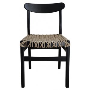 2 st Norrland stol ZA010420 med flätad sits - Svart - Trästolar