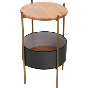 Pergo sidobord med korg Ø40 cm - Svart/ek - Sidobord & lampbord