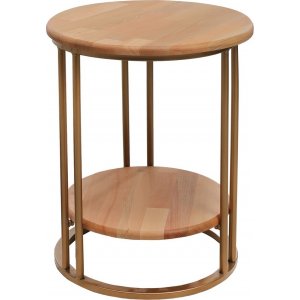 Plodd sidobord Ø45 cm - Guld/ek - Sidobord & lampbord