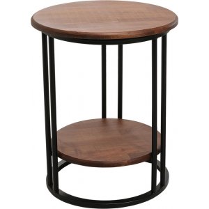 Plodd sidobord Ø45 cm - Svart/valnöt - Sidobord & lampbord