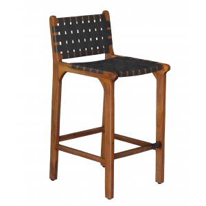 Porto Bello Barstol Teak / Svart Anilinläder - Barstolar