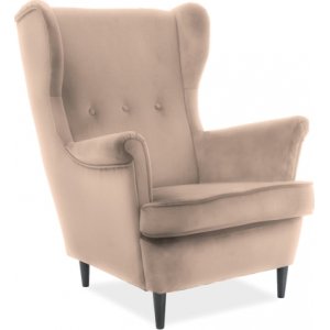 Salomon fåtölj - Beige sammet - Tygfåtöljer