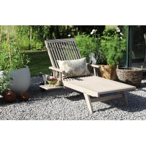 Saltö solstol fällbar rygg - Grå teak + Möbelpolish - Solstolar & Däckstolar