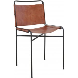 Seattle matstol - Svart/läder - Stolar med metallunderrede