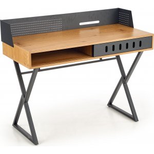 Stalas skrivbord 110x51 cm - Ek/svart - Skrivbord med hyllor | lådor