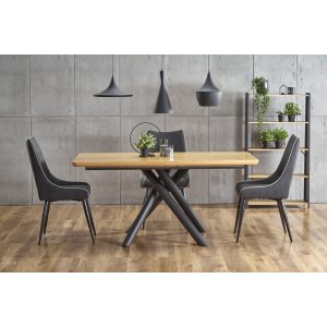 Tapper matbord 160-200 x 90 cm - Ek/svart - Övriga matbord