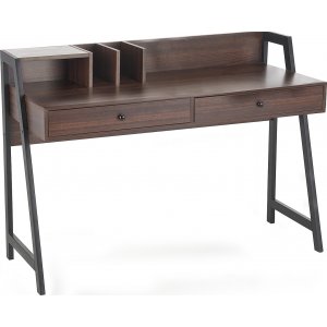 Tavolin skrivbord 128x48 cm - Valnöt/svart - Skrivbord med hyllor | lådor