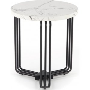 Tisvilde soffbord Ø40 cm - Vit marmor/svart - Soffbord i marmor