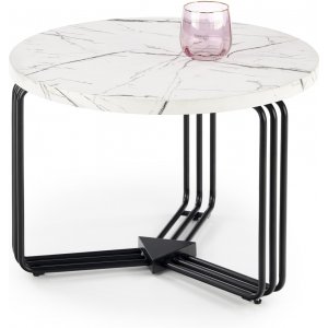 Tisvilde soffbord Ø55 cm - Vit marmor/svart - Soffbord i marmor