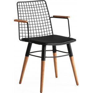Trench stol - Svart/valnöt - Stolar med metallunderrede