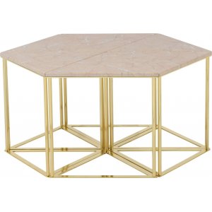Trivial soffbord set 90 x 90 cm - Gräddvit/gul - Soffbord i trä