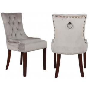 2 st Tuva stol med handtag i ryggen - Gråbeige sammet - Klädda & stoppade stolar