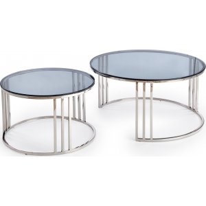 Verado soffbord Ø60/80 cm - Rökglas/krom - Glasbord