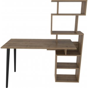 Verna skrivbord 133 x 55 cm - Valnöt - Skrivbord med hyllor | lådor