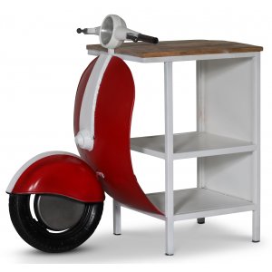 Vintage Vespa bardisk/sängbord 104 x 44 cm - Röd/vit - Barbord