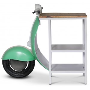 Vintage Vespa bardisk/sängbord 104 x 44 cm - Vit/grön - Barbord
