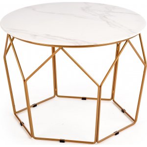 Wisconsin soffbord Ø60 cm - Vit marmor/guld - Soffbord i marmor