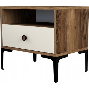 Lizbon sängbord - Valnöt/gräddvit - Sängbord -Sovrumsmöbler - Sängbord