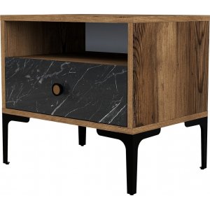 Lizbon sängbord - Valnöt/svart - Sängbord -Sovrumsmöbler - Sängbord