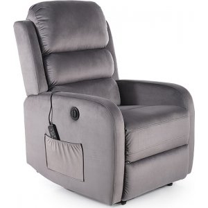Pegaz reclinerfåtölj med massagefunktion - Grå sammet - Reclinerfåtöljer