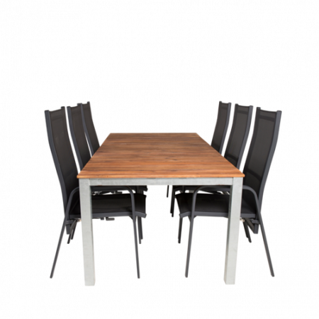 Bild på Matgrupp Zeus inkl 6st stapelbar Cassie matstol - Venture Home