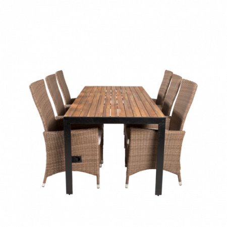 Bild på Matgrupp Belinda och 6st Prim justerbar matstol - Venture Home