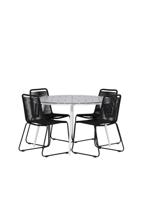 hom_1702401-01_Fs Bild på Matgrupp Break med 4st stapelbara matstolar Lindos - Venture Home