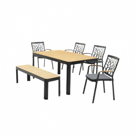 Bild på Set PORTALS 160 + 4 karmstolar + bänk - LifestyleGarden