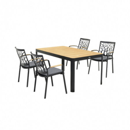 Bild på Set PORTALS 160 + 4 karmstolar trädmotiv - LifestyleGarden