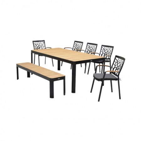 Bild på Set PORTALS 209 + 5 karmstolar + bänk - LifestyleGarden