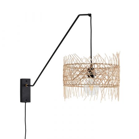 Bild på VÄGGLAMPA Rotting L Svart/Natur från Madam Stoltz