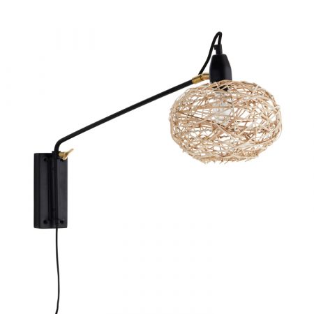 Bild på VÄGGLAMPA Rotting S Svart/Natur från Madam Stoltz