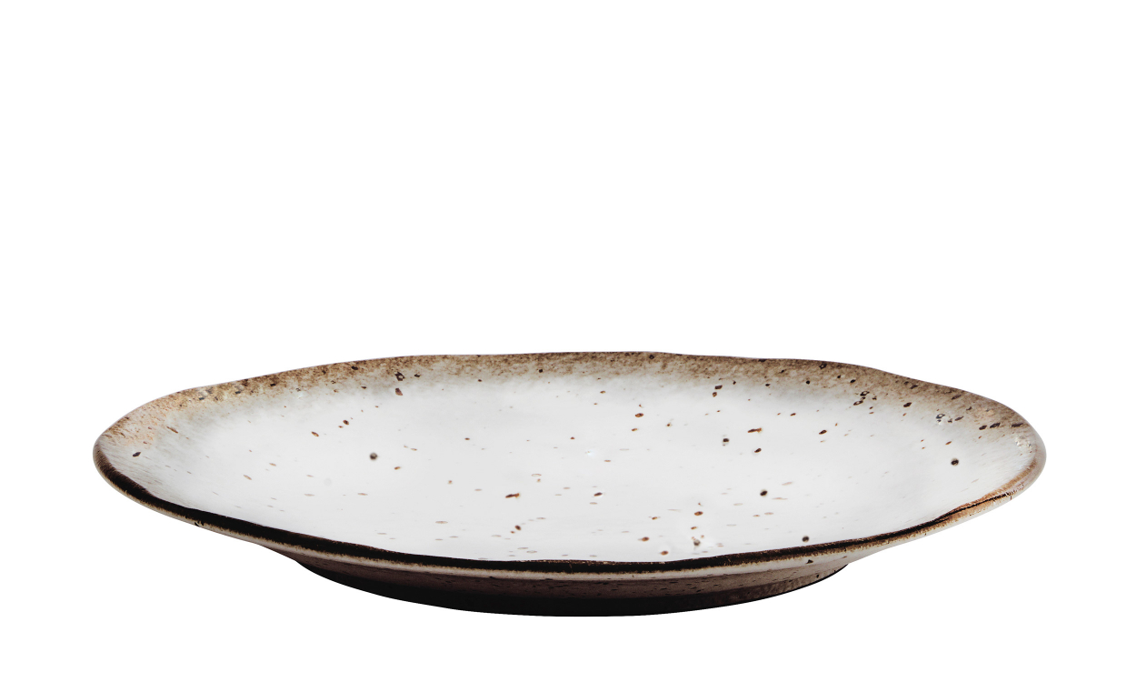 25R-1-1 Bild på TALLRIK Stengods 27 cm Vit/Brun från Madam Stoltz