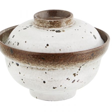 Bild på SKÅL Med Lock Stengods Vit/Brun från Madam Stoltz