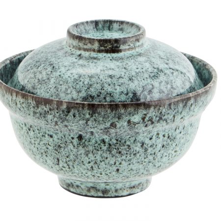 Bild på SKÅL Med Lock Stengods Petrol från Madam Stoltz