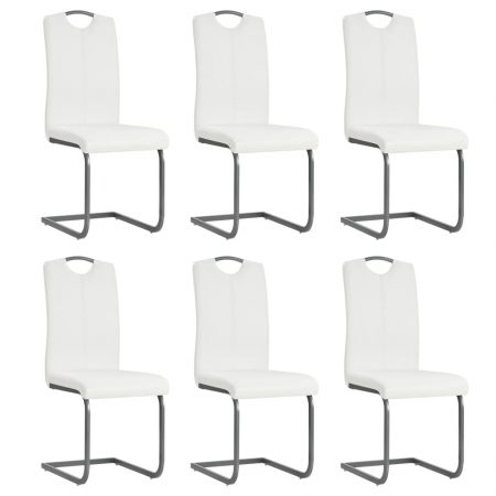 Bild på vidaXL Fribärande matstolar 6 st vit konstläder