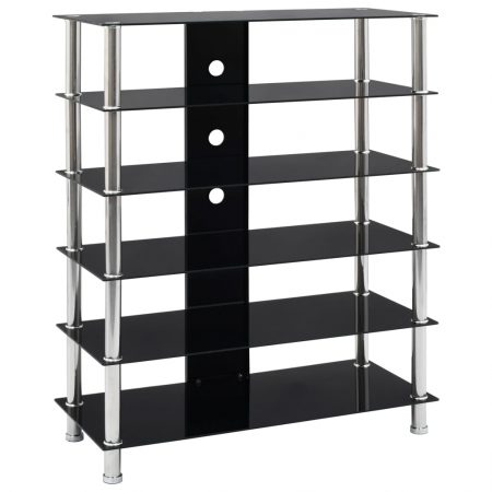 Bild på vidaXL HiFi-bänk svart 90x40x113 cm härdat glas