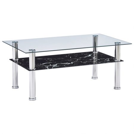 Bild på vidaXL Soffbord med marmorutseende svart 100x60x42 cm härdat glas