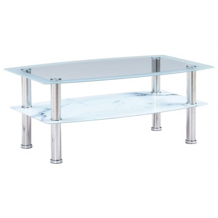 Bild på vidaXL Soffbord med marmorutseende vit 100x60x42 cm härdat glas