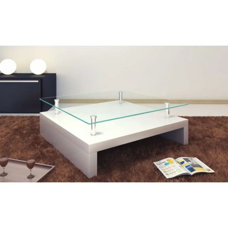 Bild på vidaXL Soffbord med bordsskiva i glas vit