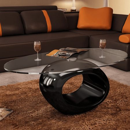 Bild på vidaXL Soffbord med oval bordsskiva i glas högglans svart