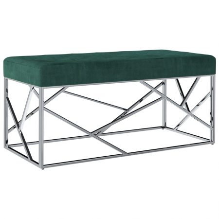 Bild på vidaXL Bänk 97 cm grön sammetstyg och rostfritt stål