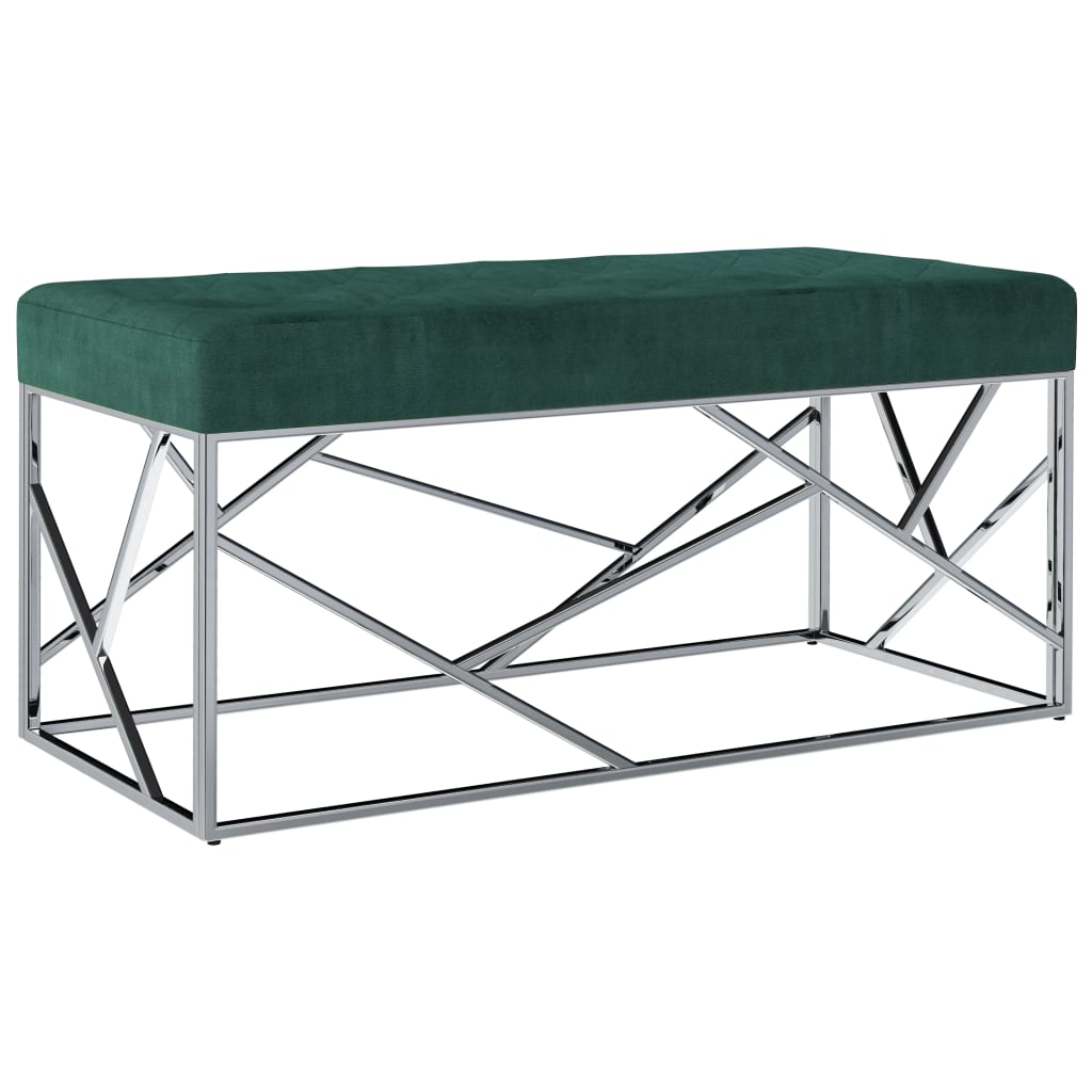 8719883550282_a_en_hd_1 Bild på vidaXL Bänk 97 cm grön sammetstyg och rostfritt stål