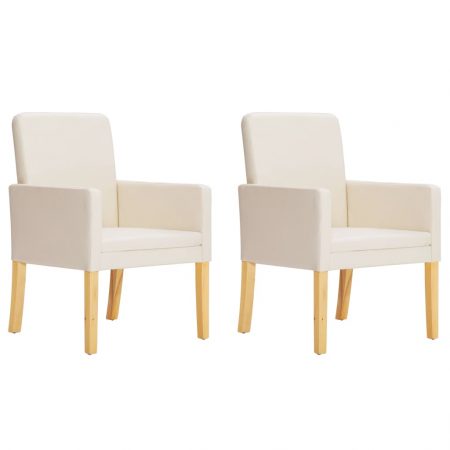 Bild på vidaXL Matstolar 2 st gräddvit konstläder