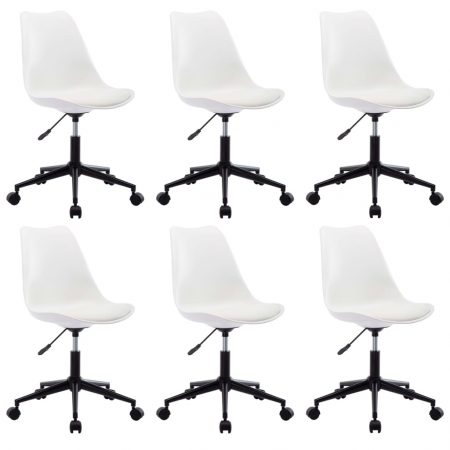 Bild på vidaXL Matstol 6 st snurrbara vit konstläder