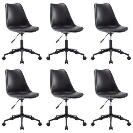 Bild på vidaXL Matstol 6 st snurrbar konstläder svart