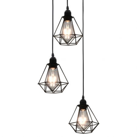 Bild på vidaXL Taklampa med diamantdesign svart 3 x E27-lampa