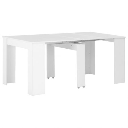 Bild på vidaXL Utdragbart matbord vit högglans 175x90x75 cm