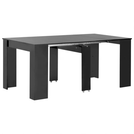 Bild på vidaXL Utdragbart matbord svart högglans 175x90x75 cm